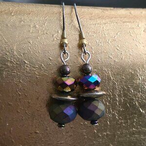 Vintage AB Iridescent Beaded Dangle Earrings‎